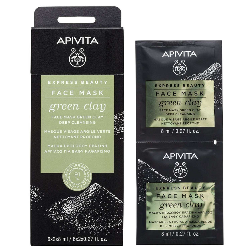 Apivita Express Beauty Máscara Limpeza Profunda Argila Verde 2x8ml