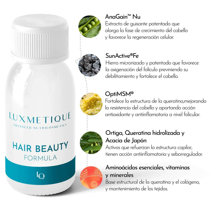 Luxmetique Hair Beauty Fórmula Beleza Cabelo Vitalidade Frasco 30ml x15