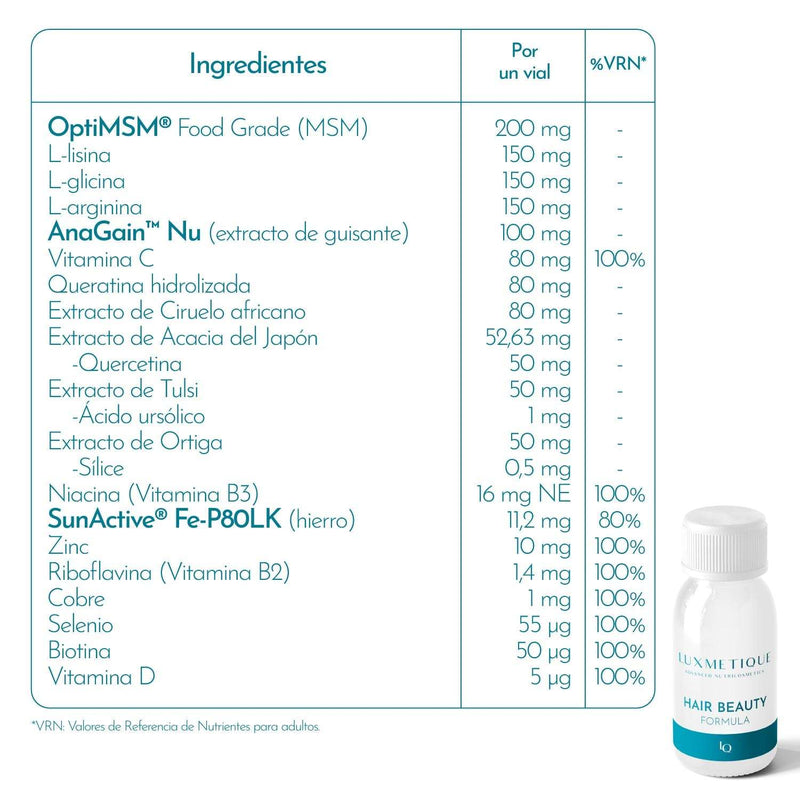 Luxmetique Hair Beauty Fórmula Beleza Cabelo Vitalidade Frasco 30ml x15