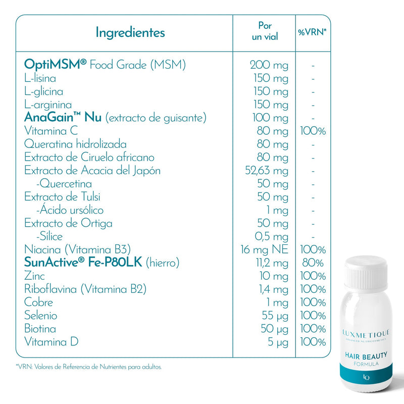 Luxmetique Hair Beauty Fórmula Beleza Cabelo Vitalidade Frasco 30ml x15