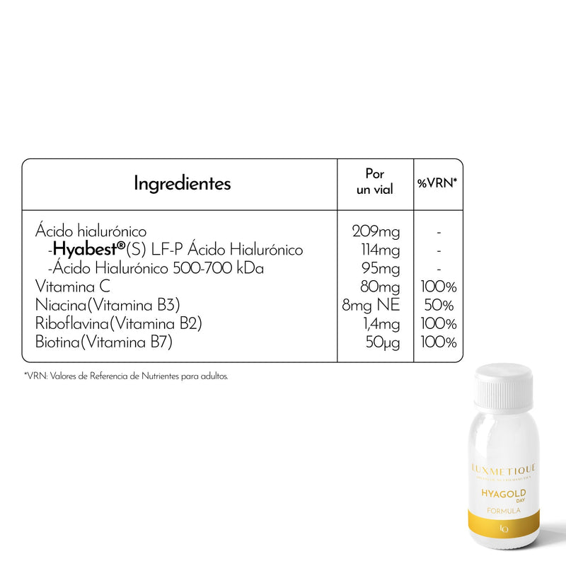 Luxmetique Hyalugold Day Fórmula Ácido Hialurónico Dia Frasco 30ml x15