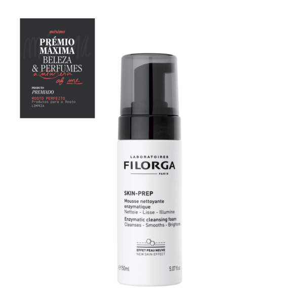 Filorga Skin Prep Mousse 150 mililitros Embalagem Branca tubular com tampa preta e selo do prémio máxima beleza & perfumes