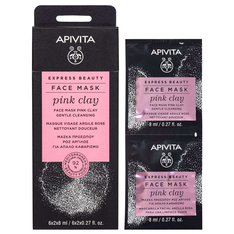 Apivita Express Beauty Máscara Limpeza Suave Argila Rosa 2x8ml