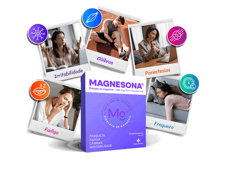 Magnesona Pidolato Magnésio 1500mg/10ml Fadiga Cãibras Músculos Ampolas x20
