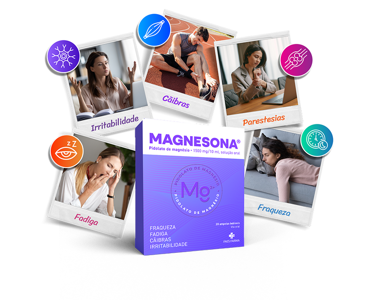 Magnesona Pidolato Magnésio 1500mg/10ml Fadiga Cãibras Músculos Ampolas x20