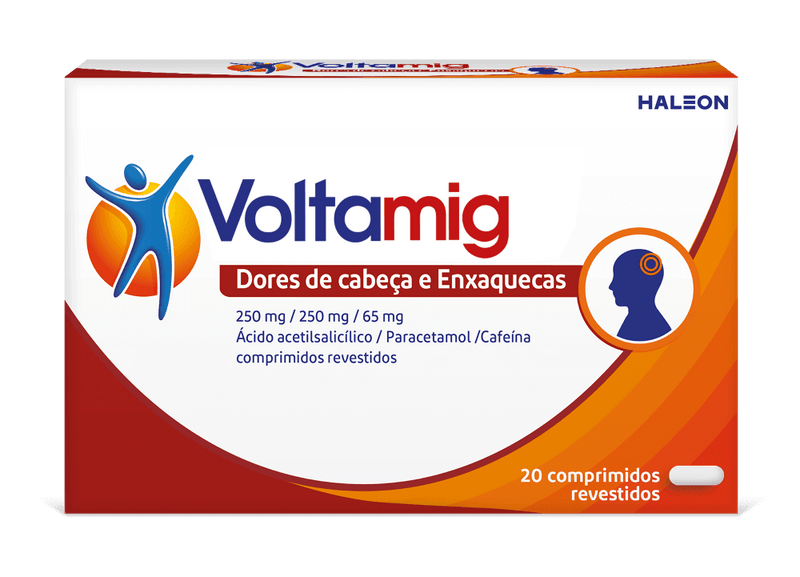 Voltaren Voltamig 250+250+65mg Dor Cabeça Enxaqueca 20cp.