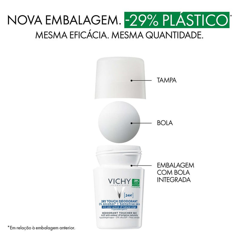 Vichy Desodorizante Roll-On Toque Seco Pele Sensível 24H 50ml