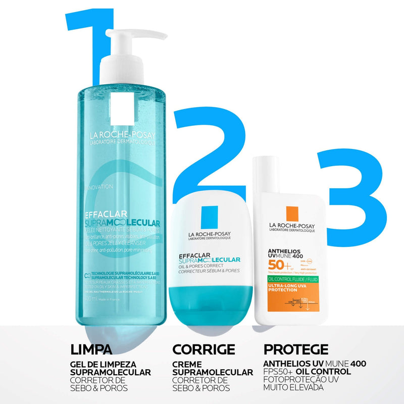 La Roche Posay Effaclar Supramolecular Gel Limpeza Pele Oleosa Poros Visíveis 400ml