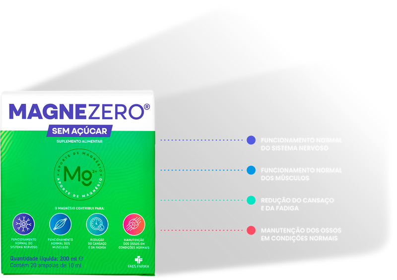 Magnezero Pidolato Magnésio 2g/10ml Músculos Fadiga Ossos Ampolas x20