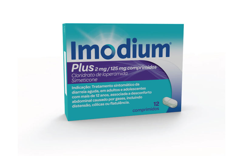 Imodium Plus 12 comprimidos.