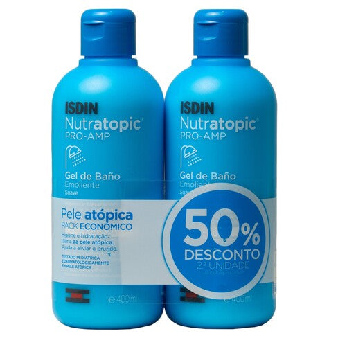 Isdin Nutratopic Pro-AMP Gel Banho Emoliente 2x400ml Duo PACK -50% Desc. 2ª Unid.
