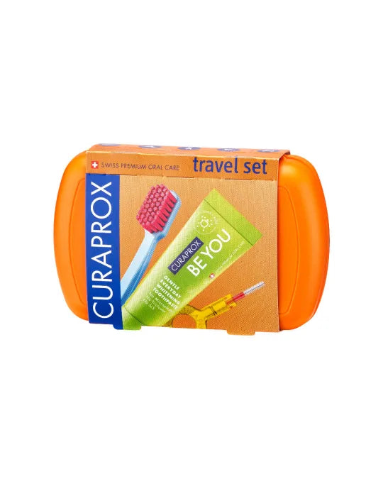 Curaprox Kit Viagem Laranja Explorer Escova + Pasta + Escovilhão