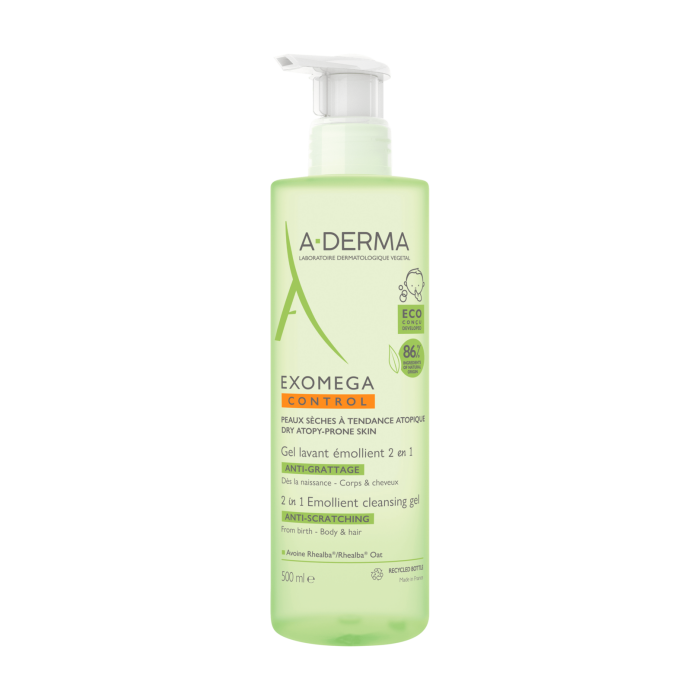 A-Derma Exomega Control Gel Lavagem Emoliente 2em1 Corpo/Cabelo 500ml