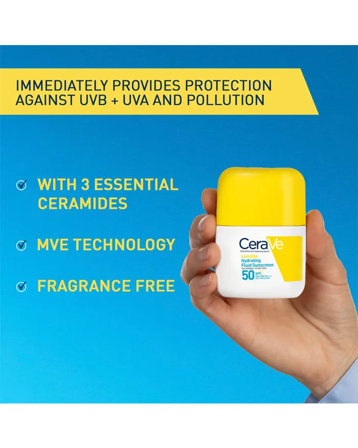 CeraVe Fluido Protetor Solar Invisível Hidratante Pele Normal a Seca FPS50+ 50ml