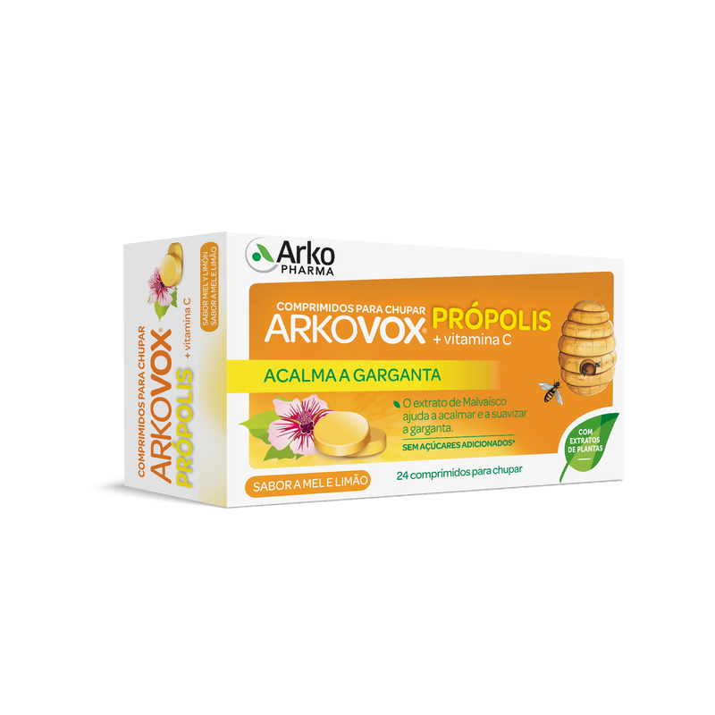 Arkopharma Arkovox Propóleo y Vit C. Miel y Limón 24 comprimidos.