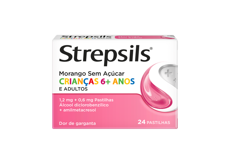 Pastillas Strepsils de fresa sin azúcar x24